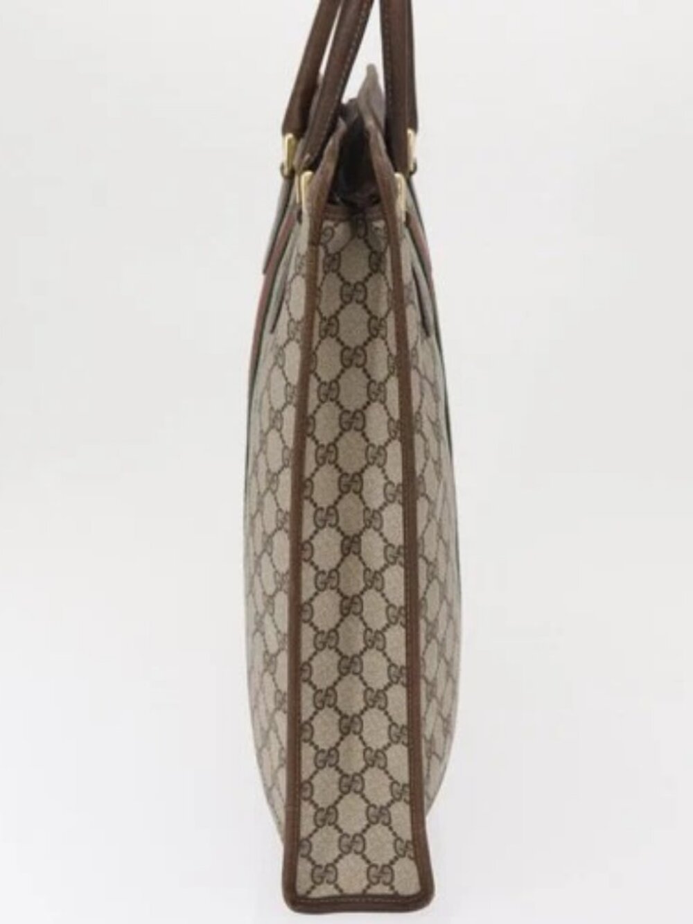 GUCCI GG Supreme Web Sherry Line Tote Bag PVC Beige Gold 010 378 Auth ki6347 - Picture 4 of 16